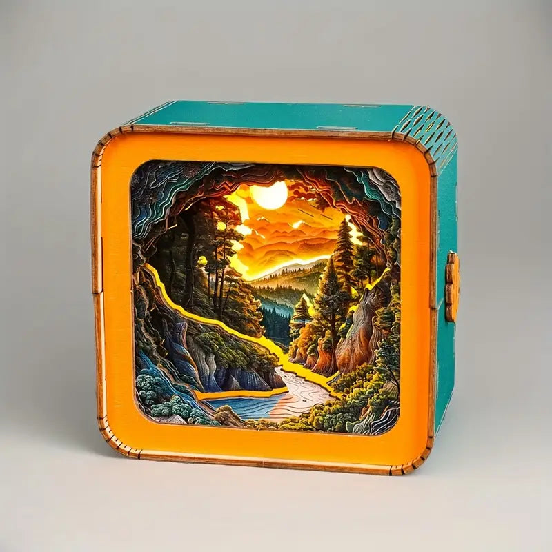 Wooden 3D Puzzle Night Light - Lost in the Wilderness