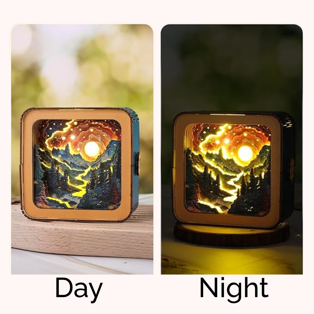 Wooden 3D Puzzle Night Light - Mysterious Forest