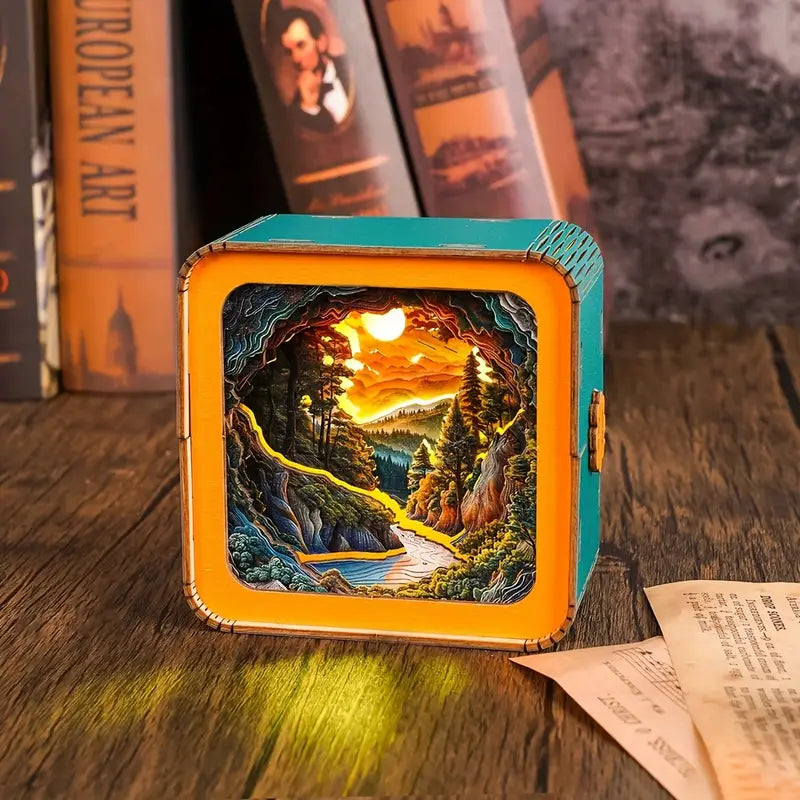 Wooden 3D Puzzle Night Light - Lost in the Wilderness
