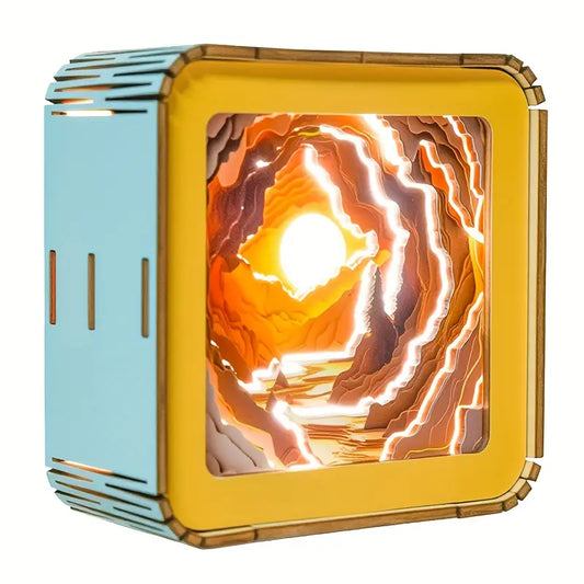Wooden 3D Puzzle Night Light - Sunset Town