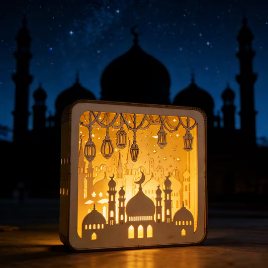Wooden 3D Ramadan Night Light Puzzle for Kids – Screen-Free Islamic Activity & Eid Decoration