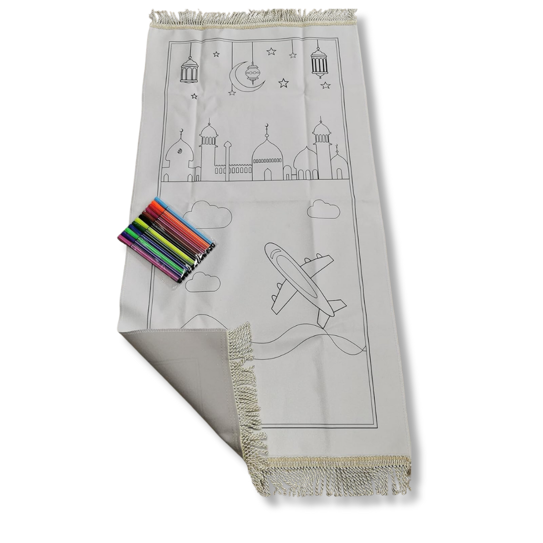 coloring prayer mat with washable colors